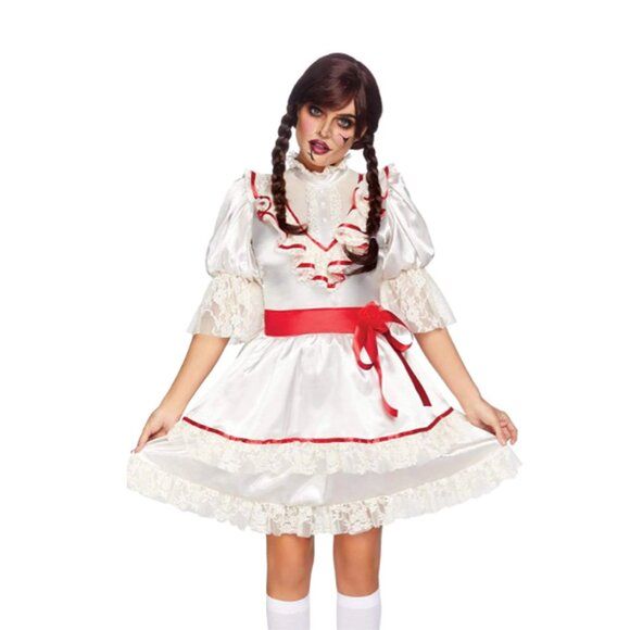 Leg Avenue Dresses & Skirts - Haunted Doll Costume, Satin Lace-trimmed Antique Doll Dress